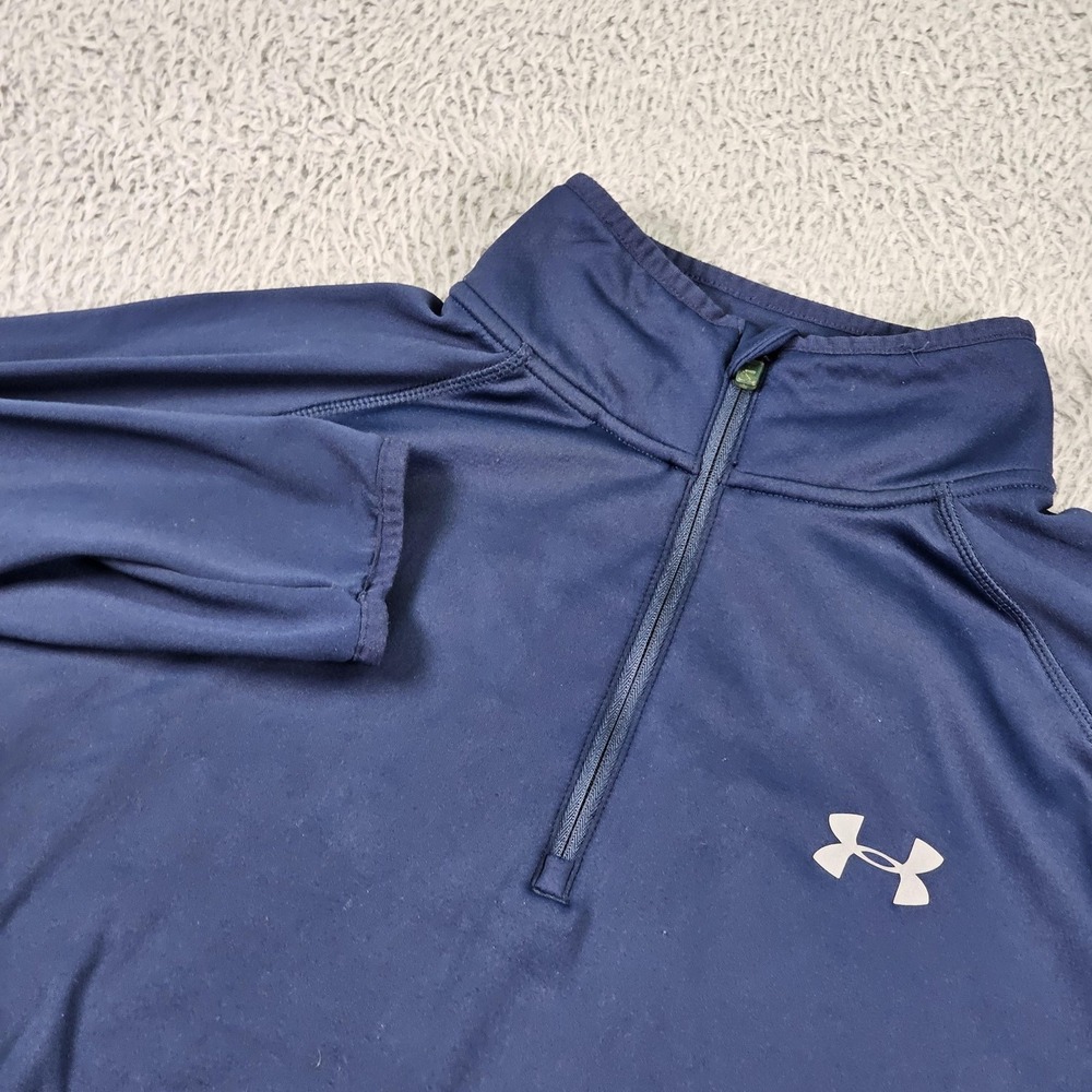Under Armour Pullover Mens Large Blue 1/4 Zip Running Fitted Long Sleeve